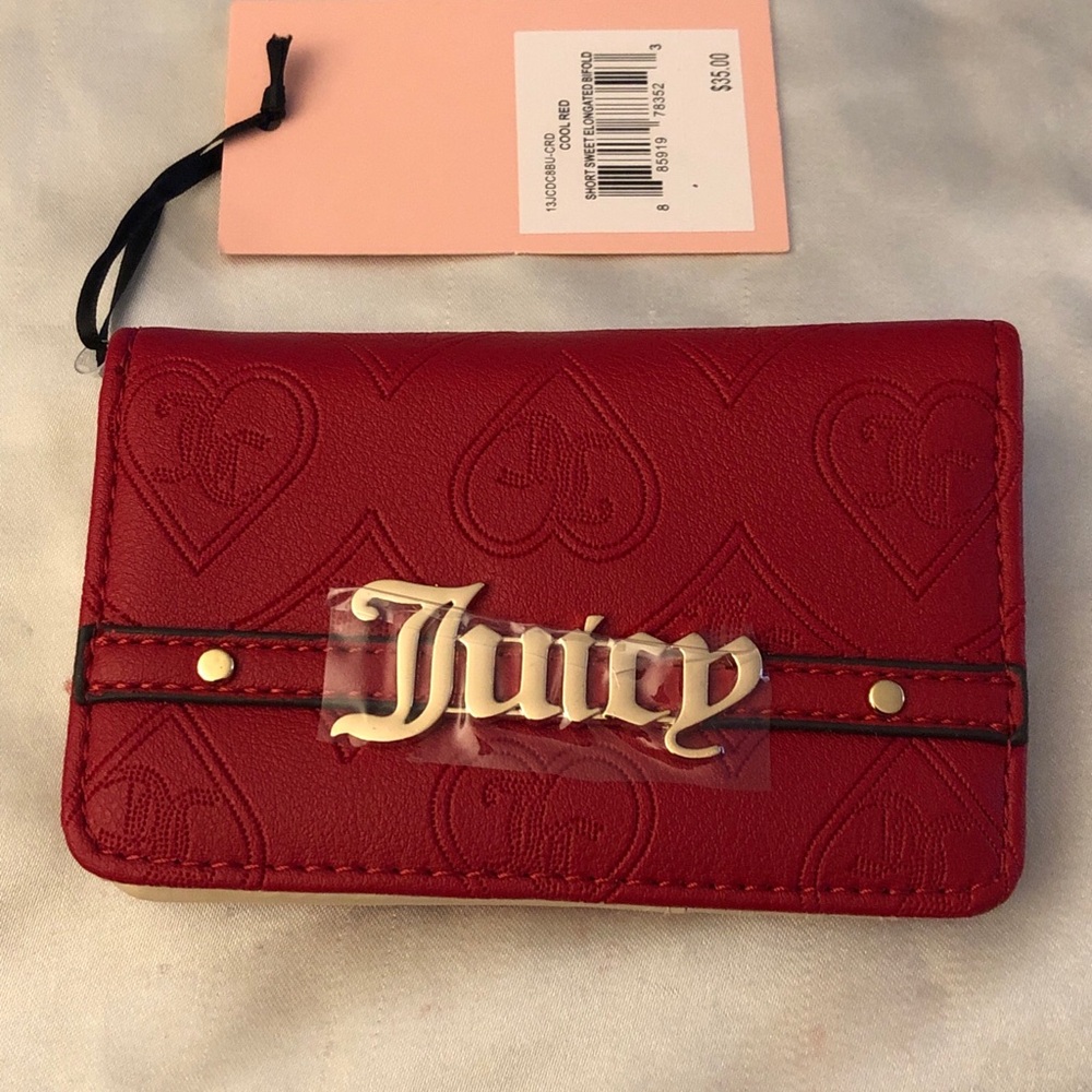 Juicy Couture Cool Red Short Sweet Elongated Bifold Wallet NWT